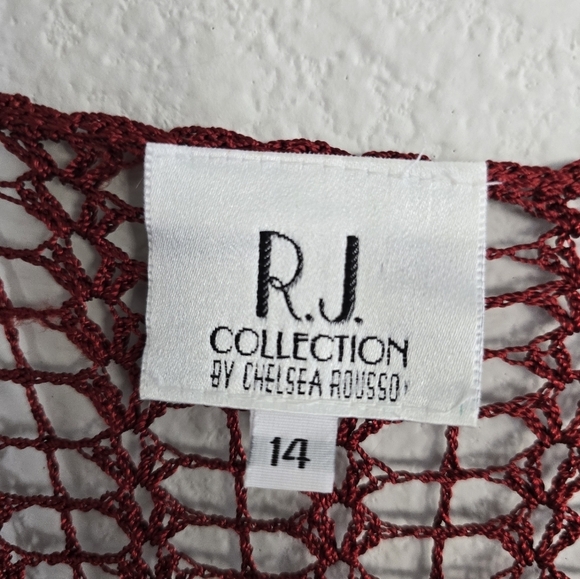 RJ Collection By Chelsea 2piece Set Maxi Dress Crochet Jacket Burnt Orange Y2k - Picture 14 of 16